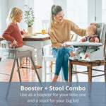 Chicco Stack Hi-Lo 6-in-1 Multi-Use Convertible High Chair, Reclines for Babies and Toddlers, Easy-Clean Baby High Chair Booster Toddler Seat Combo | Tide/Blue/Green