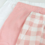 HonestBaby 3-Pack Organic Cotton Footed Harem Pants, Peach Skin Painted Buffalo Check, Preemie