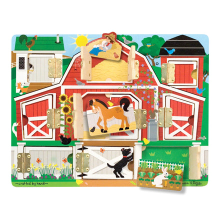 Children's farm-themed puzzle with various farm animals and structures.