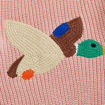 Baby Boy Girl Cute Long Sleeve Duck Embroidery Chunky Knitted Sweater Top Toddler Fall Winter Outfit (Pink Duck, 3-6 Months)