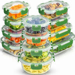 JoyJolt 24pc Borosilicate Glass Storage Containers with Lids | 12 Airtight/Freezer Safe Food Storage Containers for Pantry and Kitchen | Meal Prep Container for Lunch | Glass Tupperware Set