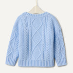 Amazon Essentials x Sofia Grainge Toddler Boys' Cable Crewneck Sweater, Light Blue, 2T