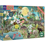 eeBoo 100 Piece Puzzle for Kids - Love of Nocturnal Life Children's Puzzle Glows in Dark, Large Pieces for Small Hands to Develop Motor Skills