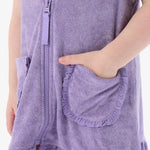 RuffleButts Baby/Toddler Girls Terry Butterfly Sleeve Full Zip Cover-Up - Wisteria Purple, 10