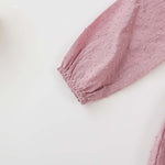 Baby Girl Solid Color Mesh Patchwork Design Long Sleeved Onesies Dress