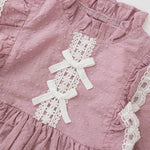 Baby Girl Solid Color Mesh Patchwork Design Long Sleeved Onesies Dress