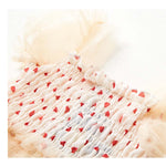 Kids Allover Heart Print Shirred Design Mesh Overlay Puff Sleeve Dress