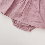Baby Girl Solid Color Mesh Patchwork Design Long Sleeved Onesies Dress
