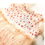 Kids Allover Heart Print Shirred Design Mesh Overlay Puff Sleeve Dress