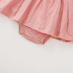 Baby Girl Solid Color Mesh Patchwork Design Long Sleeved Onesies Dress